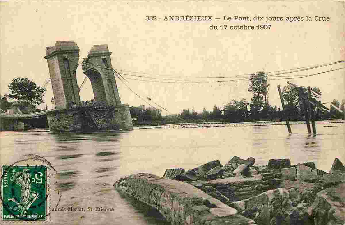 Andrézieux-Bouthéon. Pont, inondation du 17 Octobre 1907
