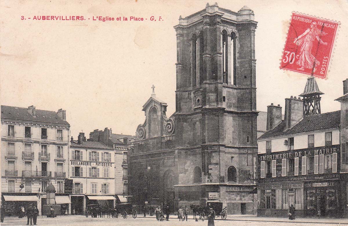 Aubervilliers. L'Église et la Place