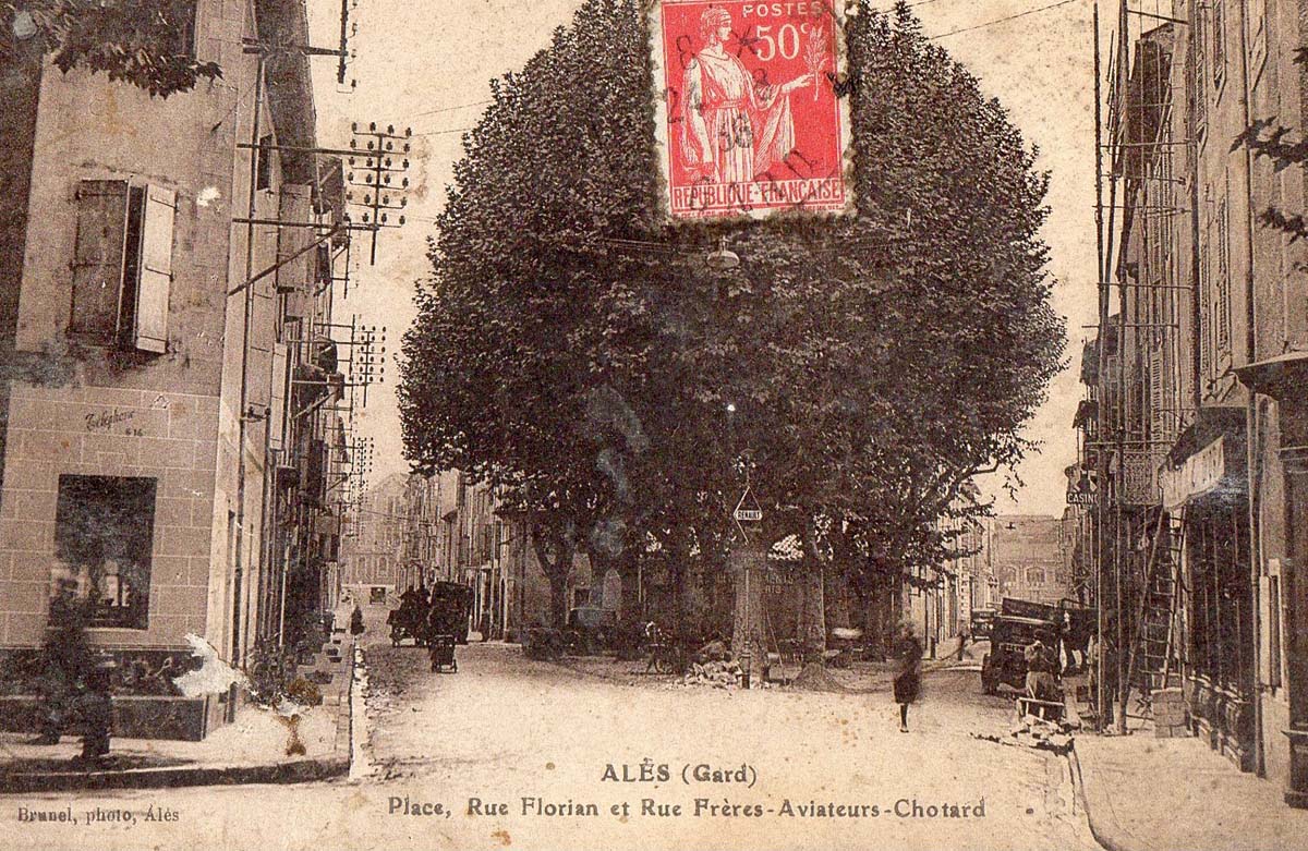 Alès. Place, Rue Florian et Rue Frères-Aviateurs-Chotard