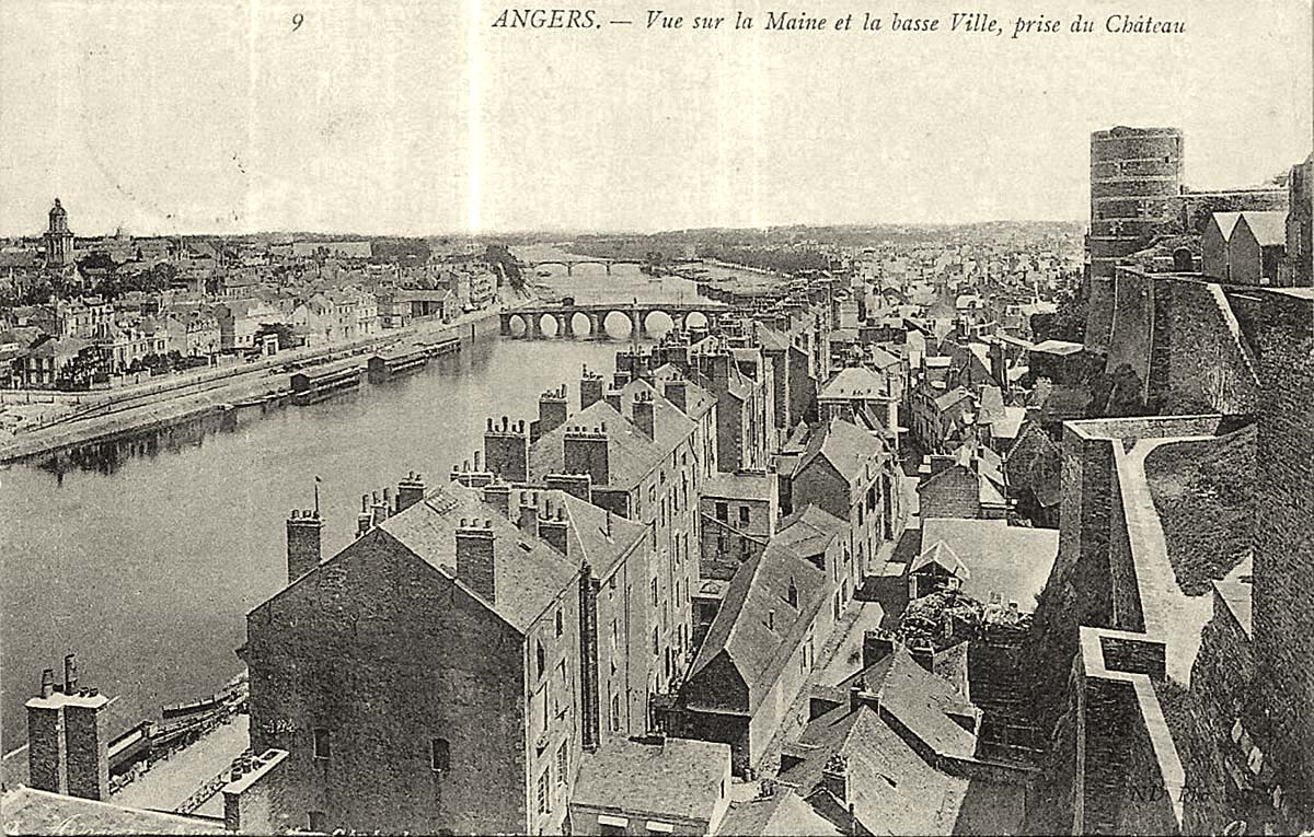 Angers. Vue sur la Maine et la basse Ville, prise du Château, 1907