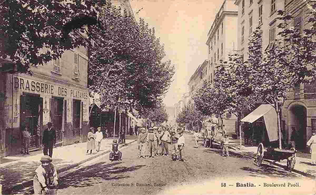 Bastia. Boulevard Paoli, Brasserie des Platanes, 1906