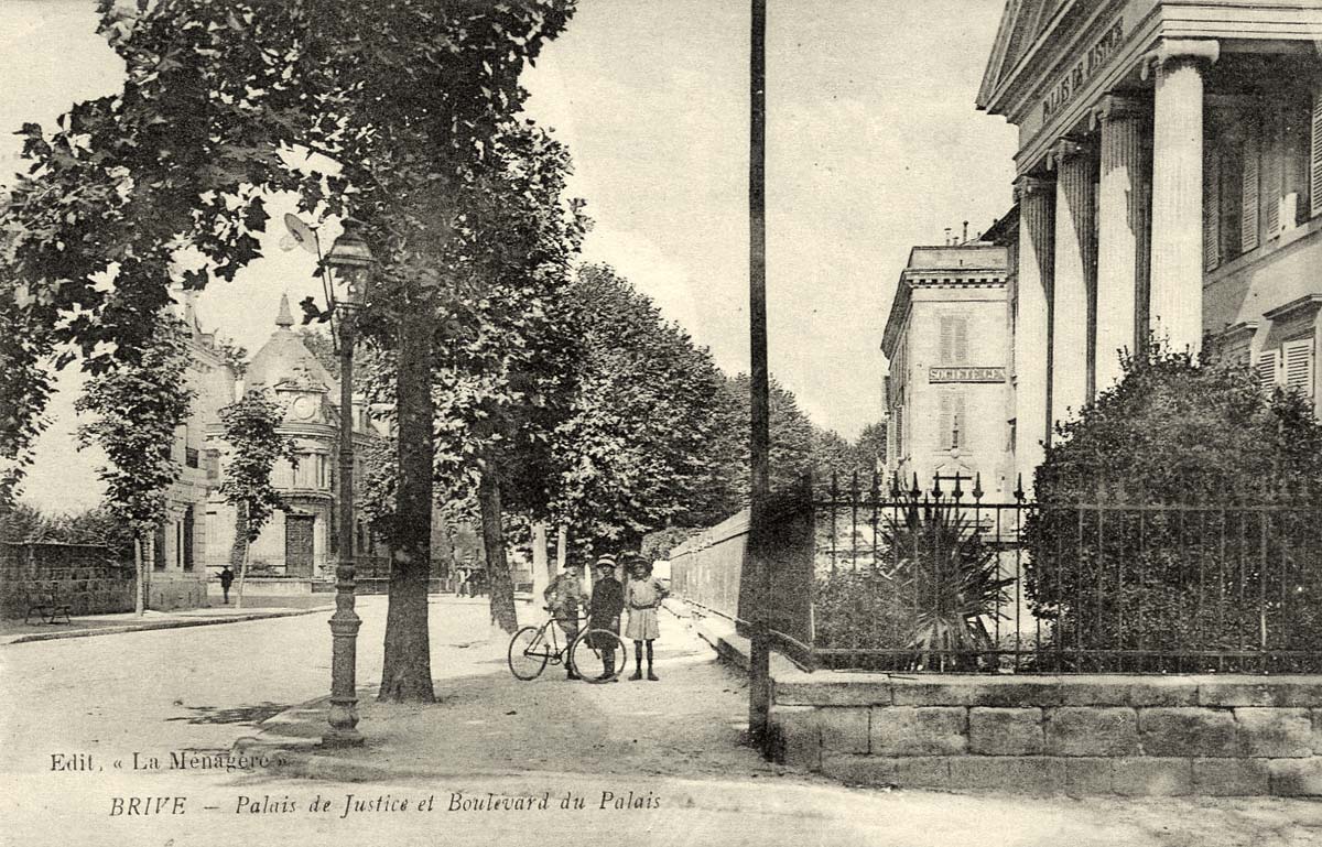 Brive-la-Gaillarde. Palais de Justice et Boulevard du Palais, 1935