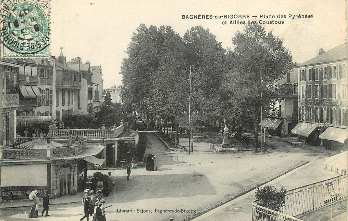 Bagnères-de-Bigorre. Place des Pyrénées et Allées des Coustous, vers 1900