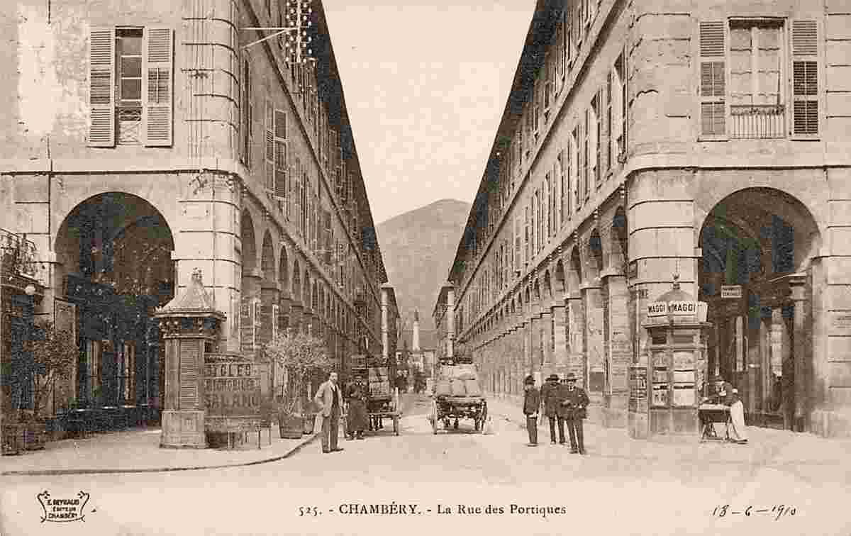 Chambéry. Rue des Portiques, 1913 (éventuellement Rue de Boigne)