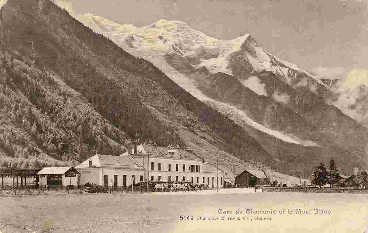 Chamonix-Mont-Blanc. La Gare de Chamonix et le Mont Blanc, 1914