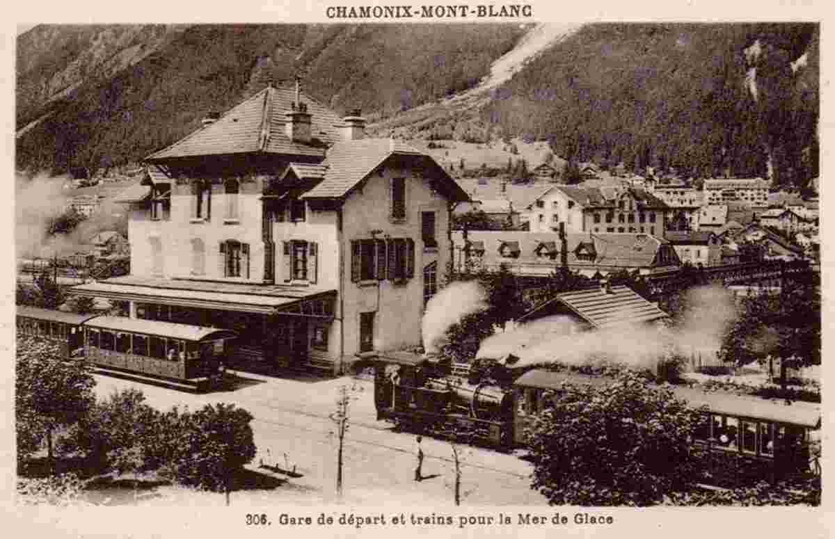 Chamonix-Mont-Blanc. La Gare de Départ et Trains pour la Mer de Glace