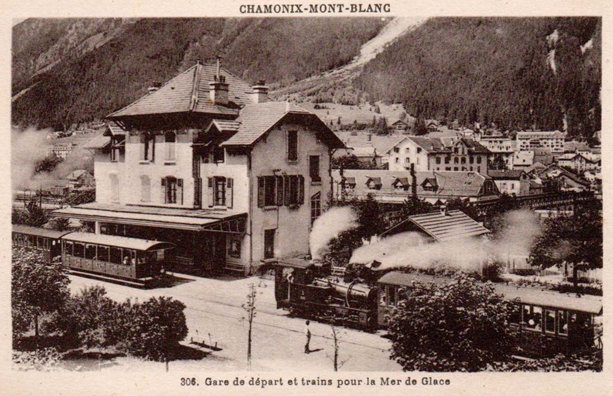 Chamonix-Mont-Blanc. La Gare de Départ et Trains pour la Mer de Glace