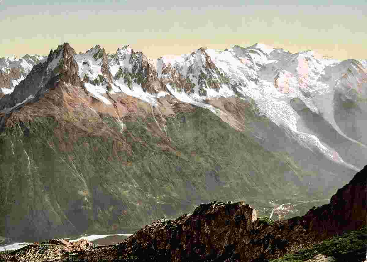 Chamonix-Mont-Blanc. Massif du Mont-Blanc depuis l'Aiguille du Floria, Chamonix Valley, 1890