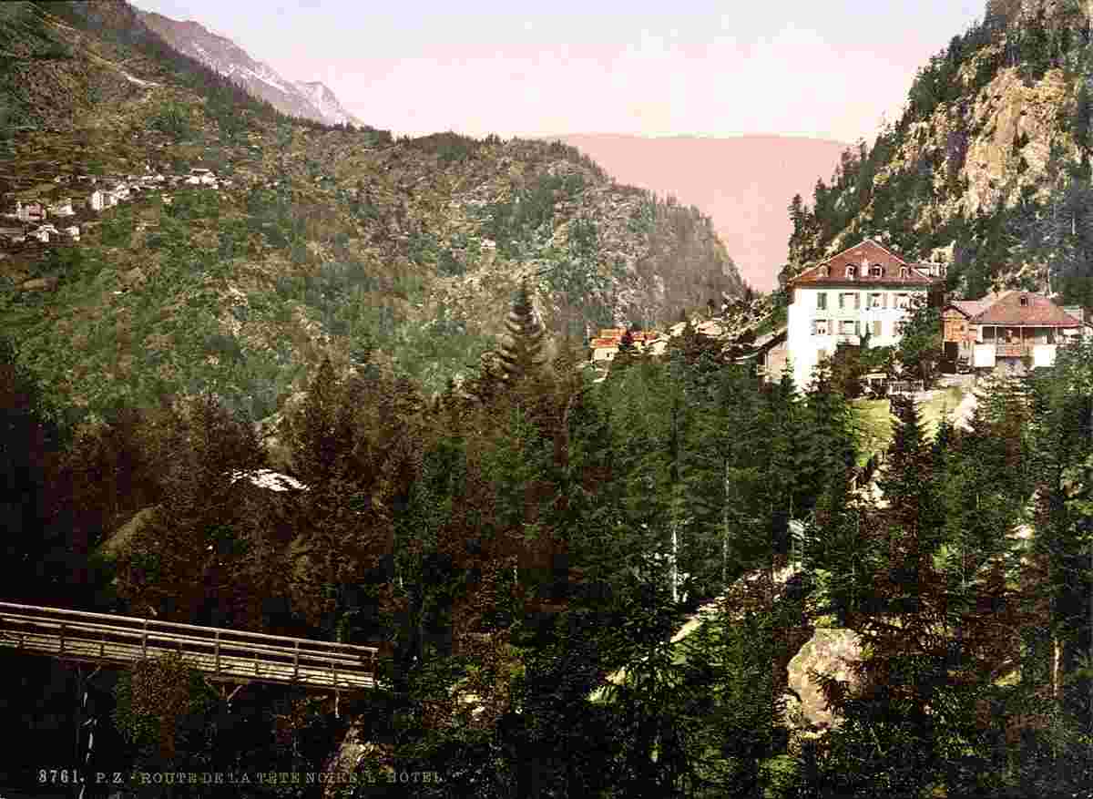 Chamonix-Mont-Blanc. Route de la Tête Noire, Hôtel Pension Tête Noire, commune de Trient, Suisse, Chamonix Valley, 1890