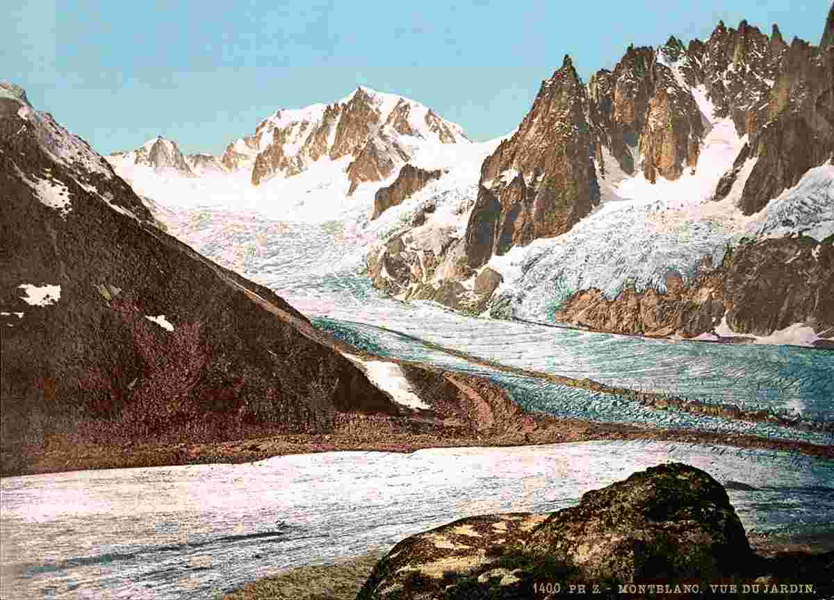 Chamonix-Mont-Blanc. Vue du Mont-Blanc depuis le 'Jardin', Chamonix Valley, 1890