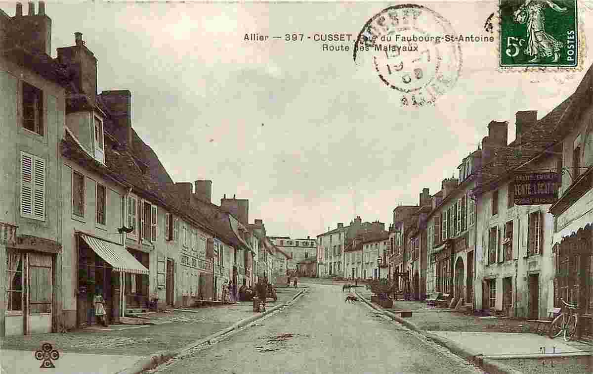 Cusset. Rue du Faubourg Saint-Antoine et Route des Malavaux, 1908