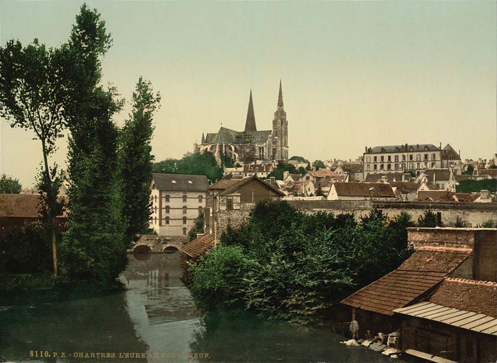 Chartres. The Eure and new bridge, 1890