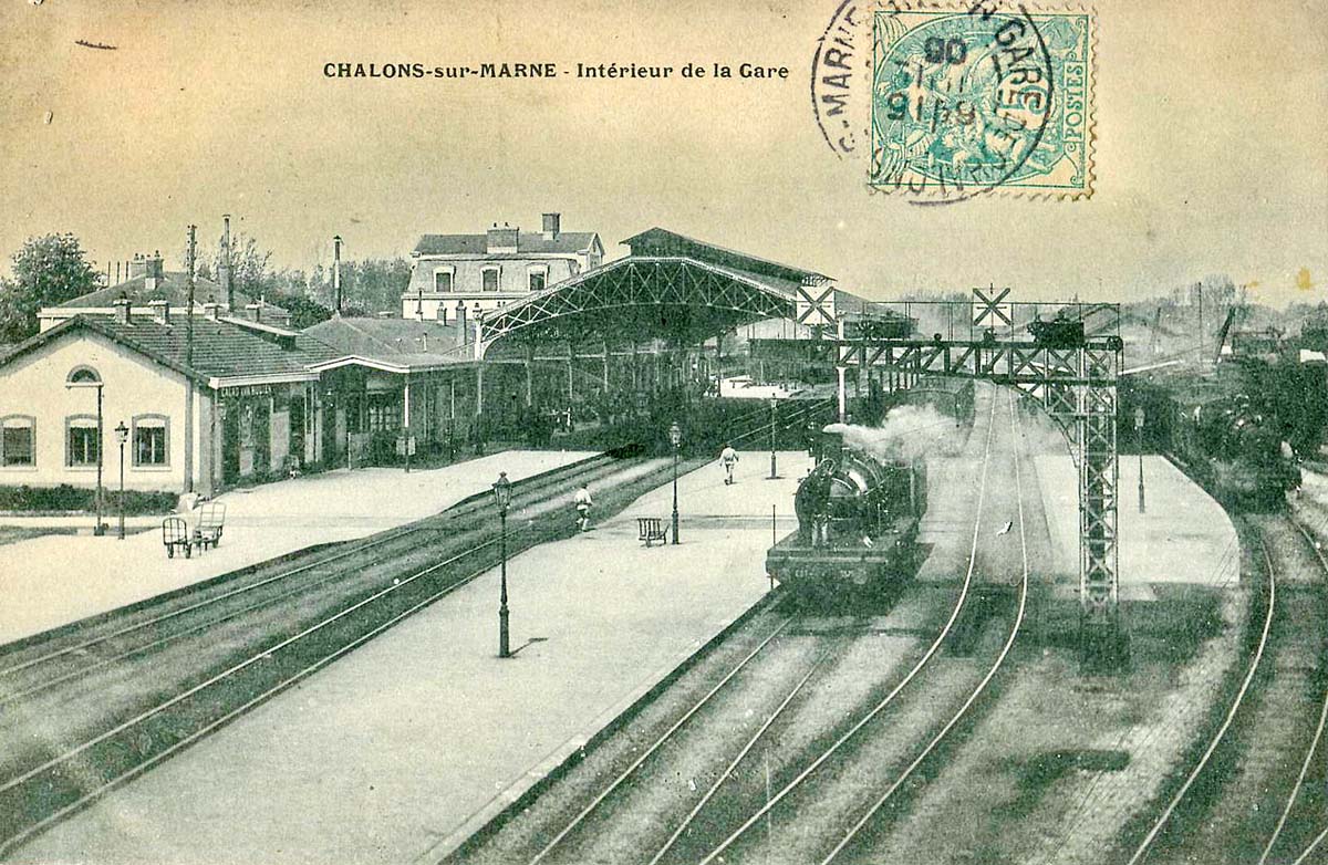 Châlons-en-Champagne. Vue intérieur la Gare, 1905