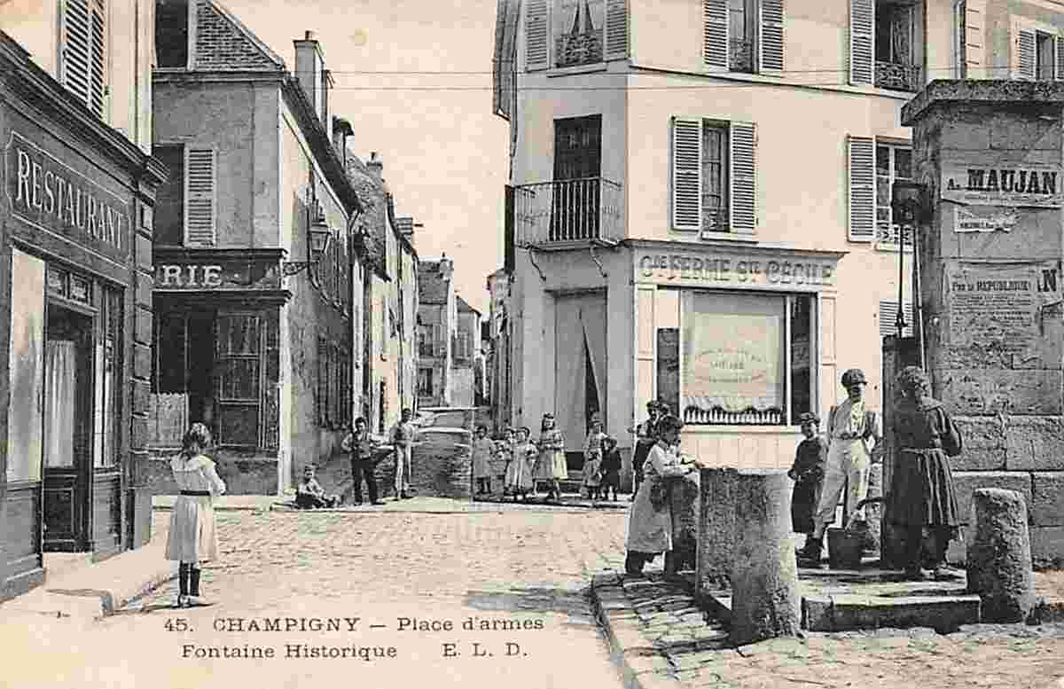 Champigny-sur-Marne. Place d'Armes, Fontaine Historique, 1906