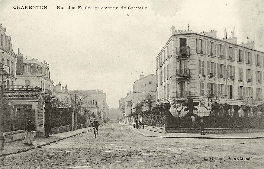 Charenton-le-Pont. Rue des Écoles et Avenue de Gravelle