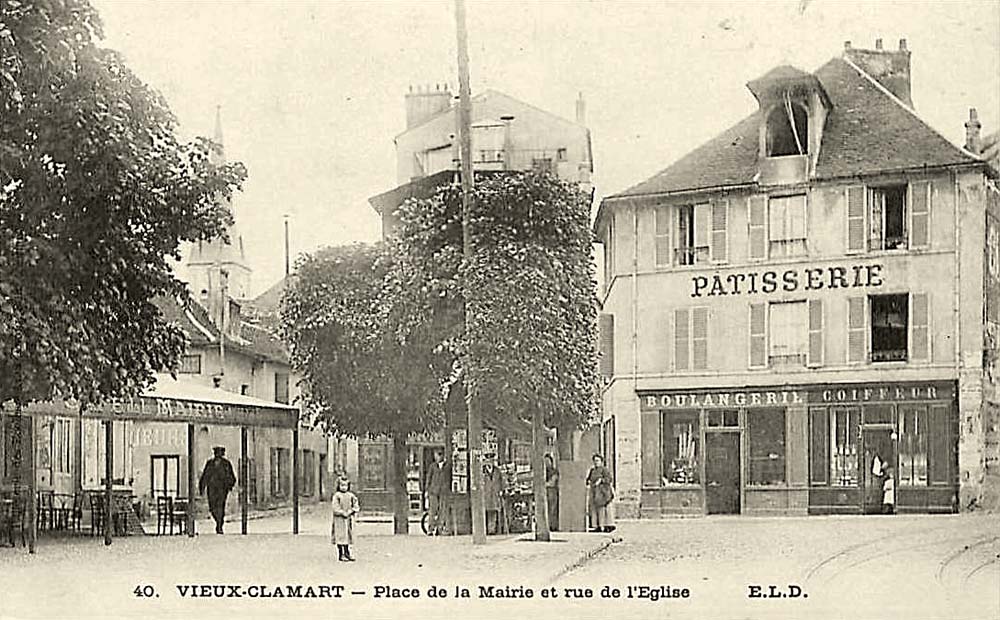 Clamart. Place de la Mairie et Rue de l'Église - Patisserie, Boulangerie, Coiffeur