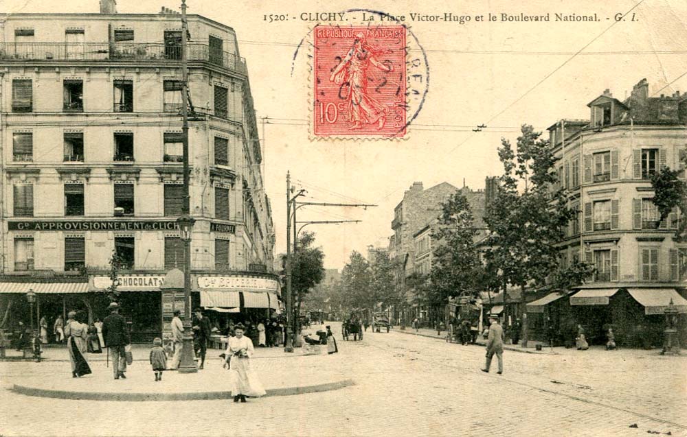 Clichy. La Place Victor Hugo et le Boulevard National, 1905