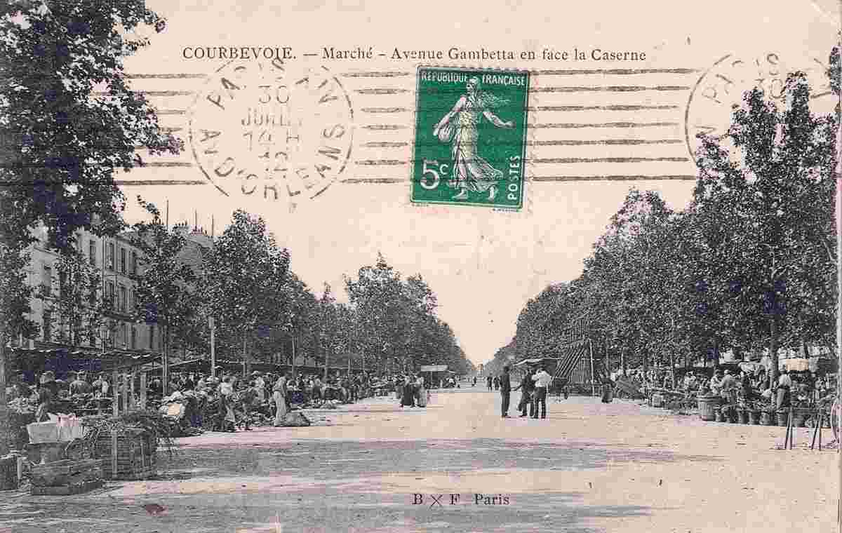 Courbevoie. Avenue Gambetta, le Marché, 1912