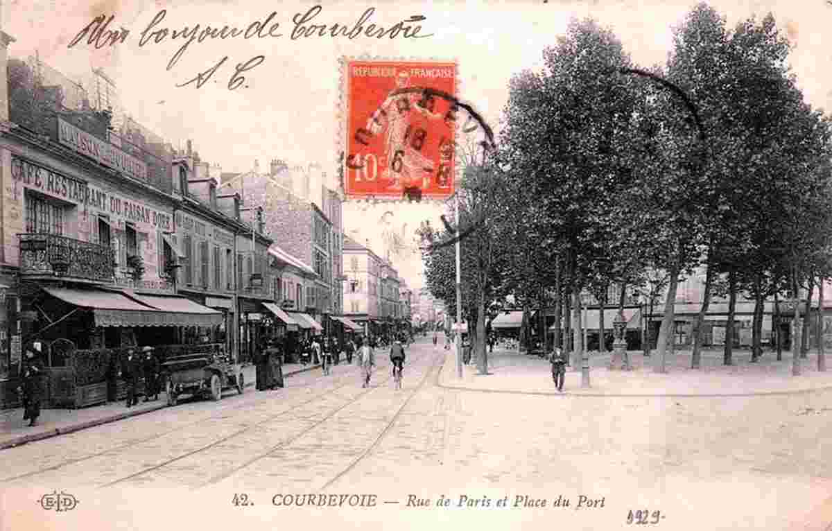Courbevoie. Rue de Paris et Place du Port