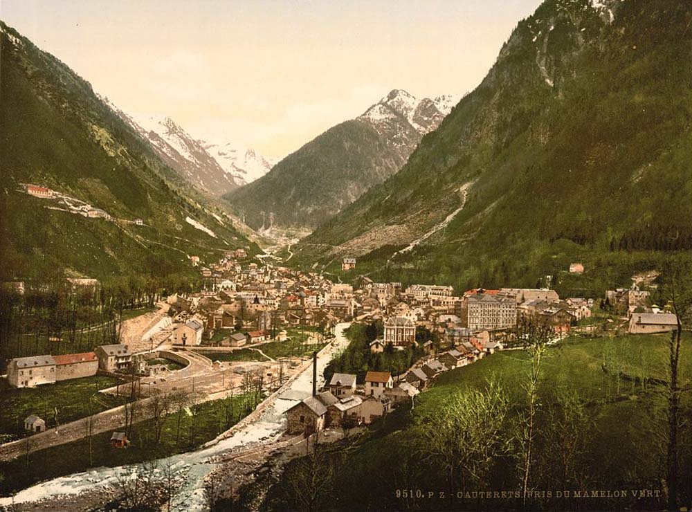 Cauterets. Panorama of Cauterets from Mamelon Vert, 1890