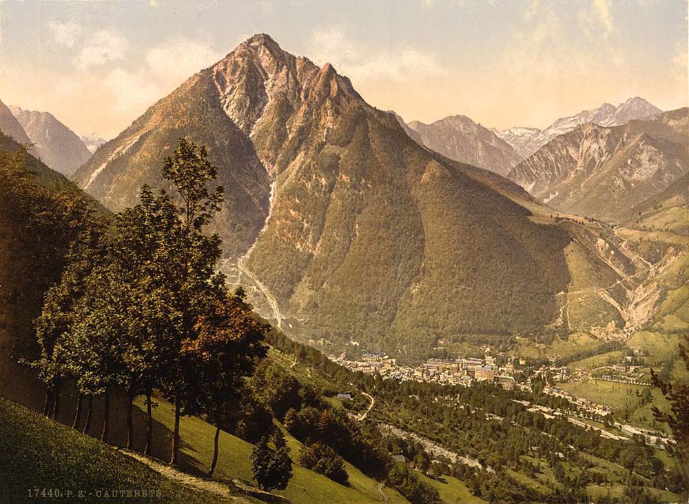 Cauterets. Panorama of Cauterets from the grange of Queen Hortense, 1890