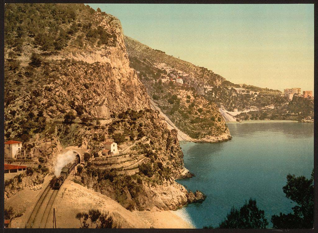 Èze. View on the road to La Turbie, 1890