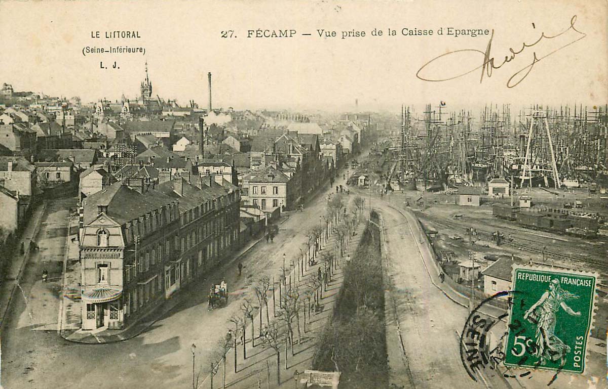 Fécamp. La Ville et le Port, vue prise de la Caisse Epargne, 1912