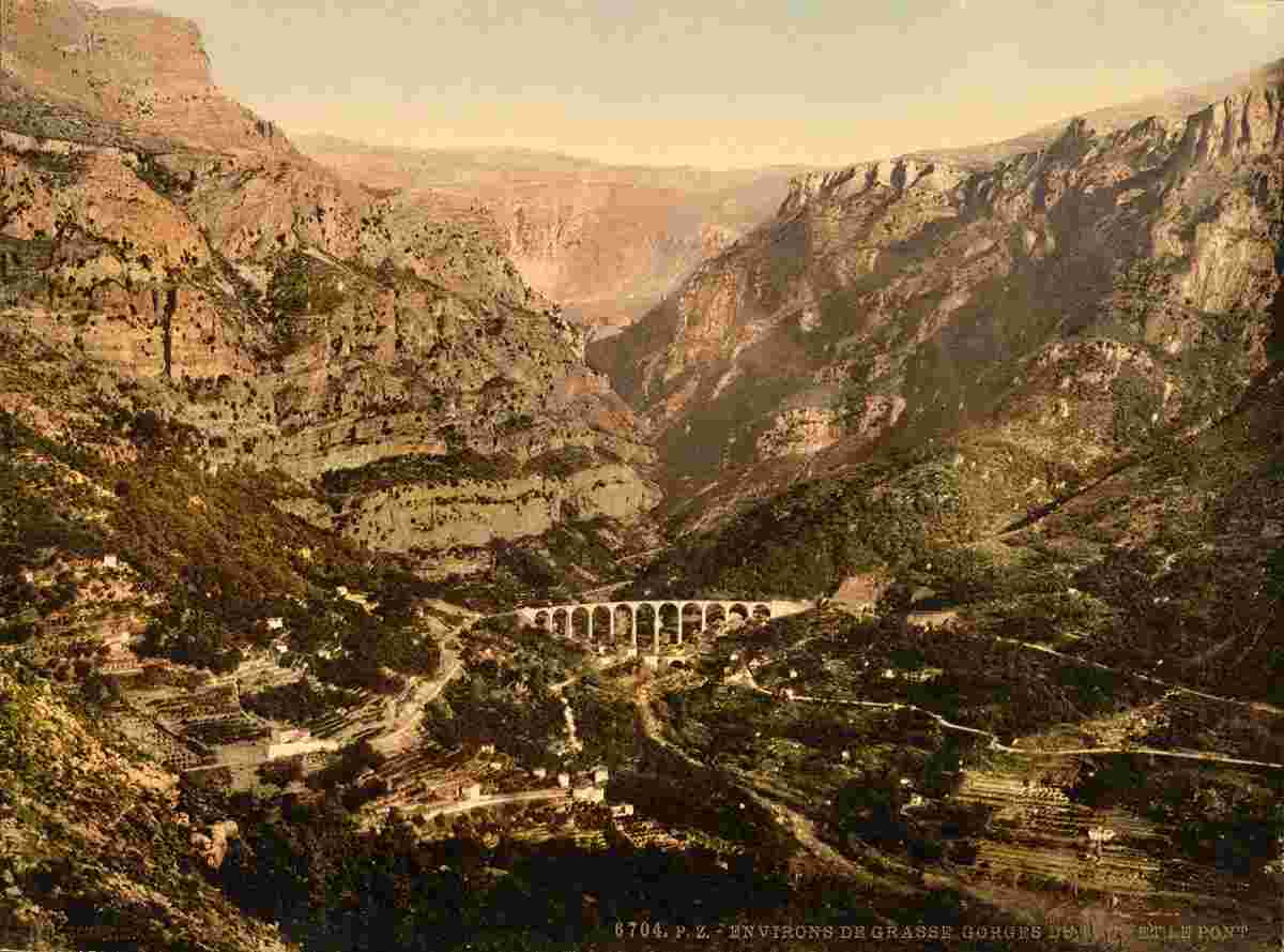 Grasse. Gourdon, gorge of the wolf, the bridge, 1890