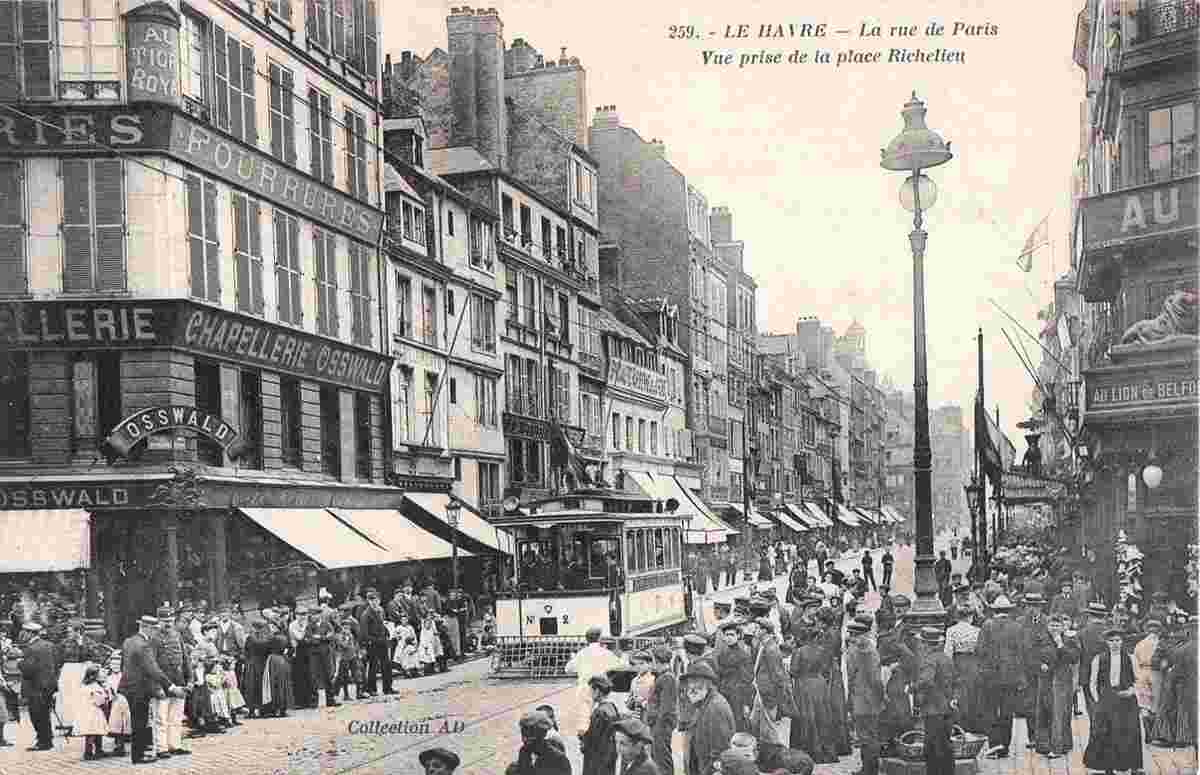 Le Havre. La rue de Paris - Vue prise de la place Richelieu, 1909