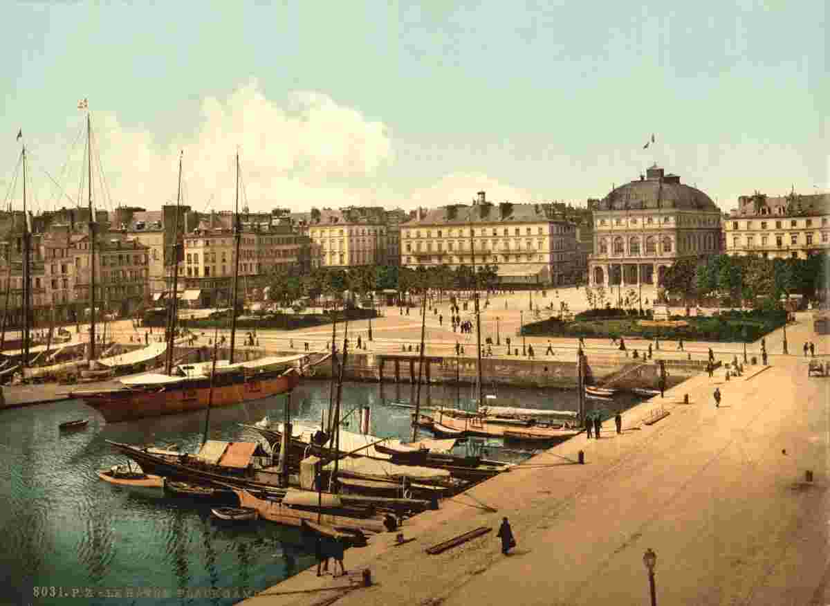 Le Havre. The Place Gambetta and docks, 1890