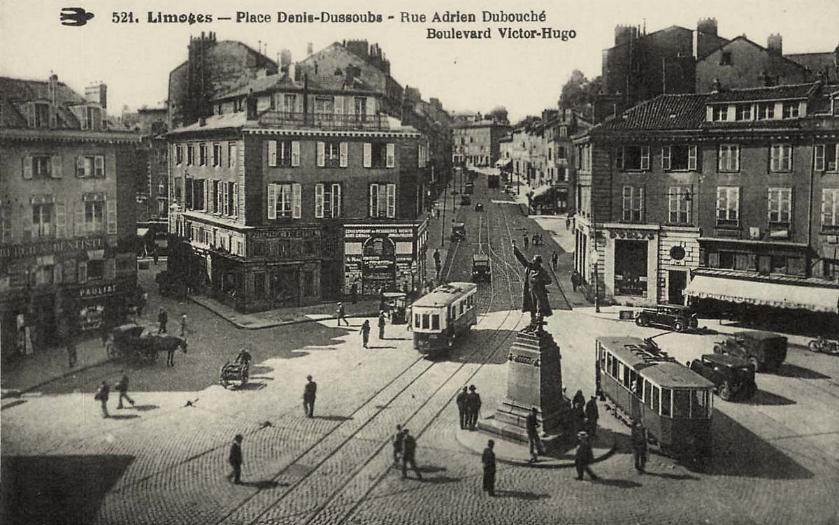 Limoges. Place Denis-Dussoubs, Rue Adrien Dubouché, Boulevard Victor Hugo