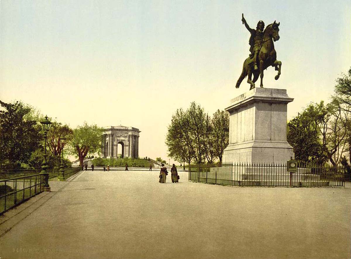 Montpellier. Jardin du Peyrou, Louis XIV statue, 1890