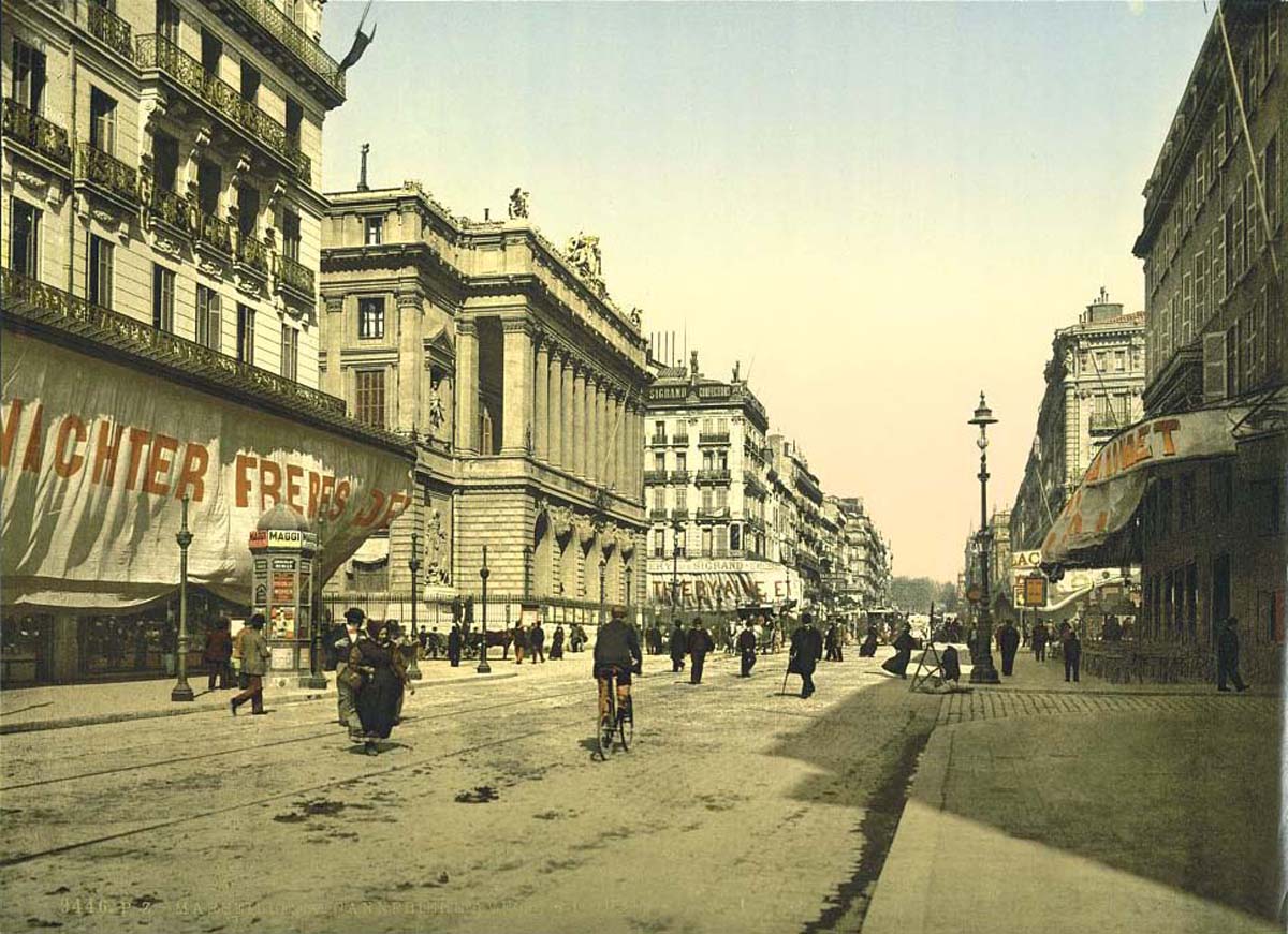 Marseille. La Canabière et la Bourse, vers 1890
