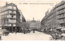 Paris. Gare du Nord et Boulevard Denain