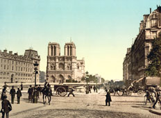 Paris. Notre Dame and St. Michael bridge, circa 1890