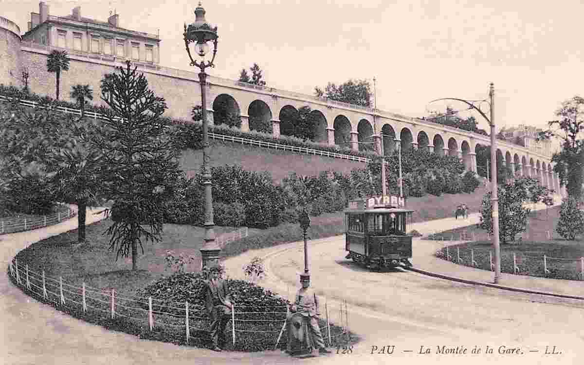 Pau. La Montée de la Gare, 1908