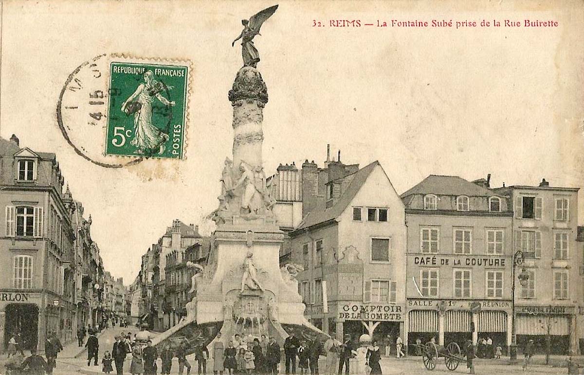 Reims. La Fontaine Subé prise de la Rue Buirette