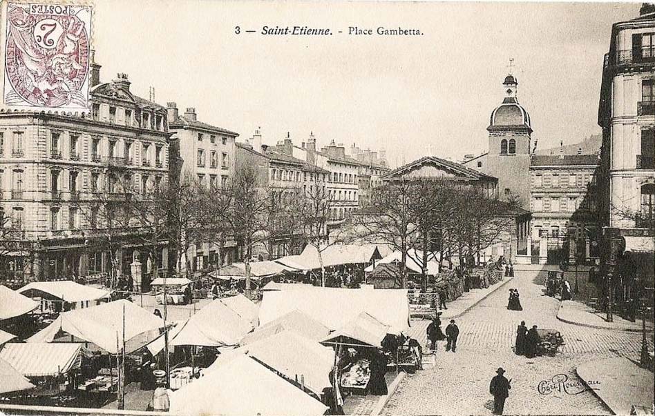 Saint-Étienne. Place Gambetta, Jour de Marché