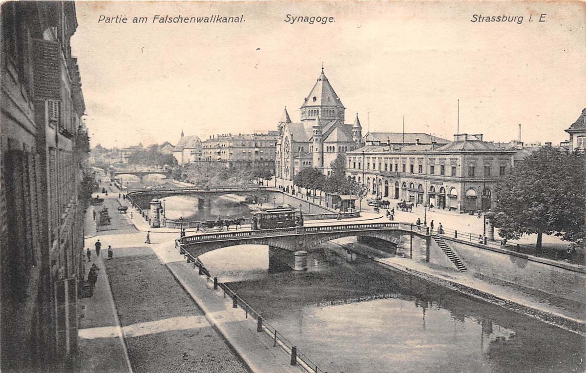 Strasbourg. Falschenwallkanal und Synagoge