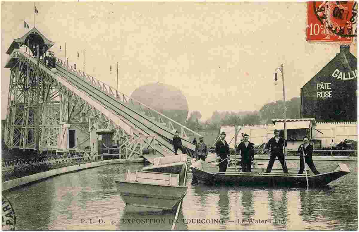 Tourcoing. Exposition, le Water-Chute, Gonflement d'un Ballon Sphérique, 1908