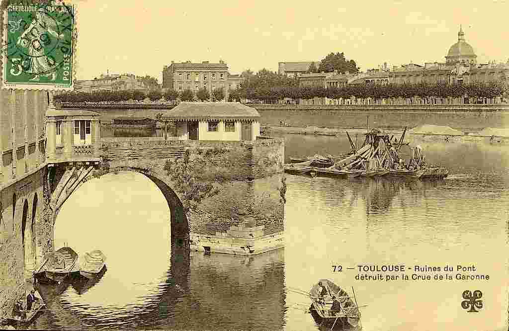 Toulouse. Ruines du Pont détruit par la Crue de la Garonne