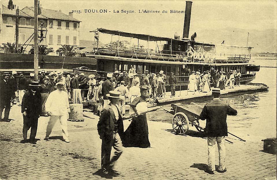 Toulon. La Seyne, L'Arrivée du Bateau, vers 1910