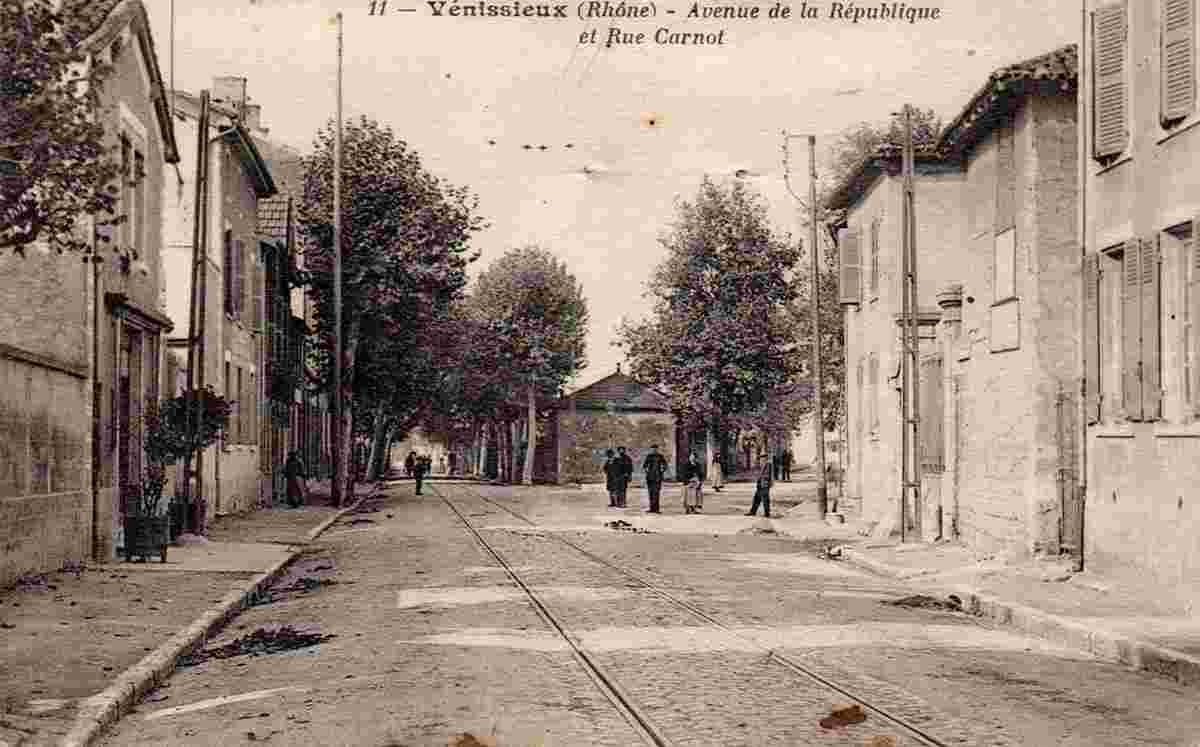 Venissieux. Avenue de la Republique et Rue Carnot, 1907