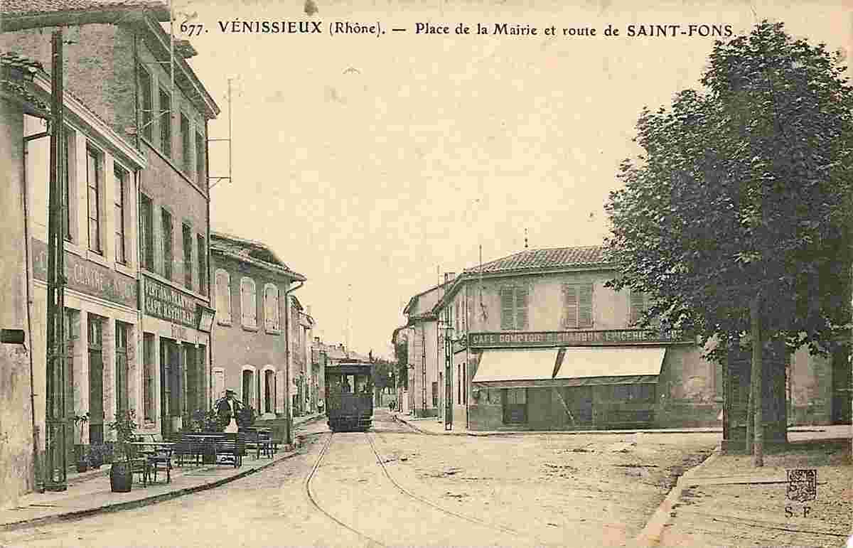 Venissieux. Place de la Mairie et Route de Saint Fons, 1905