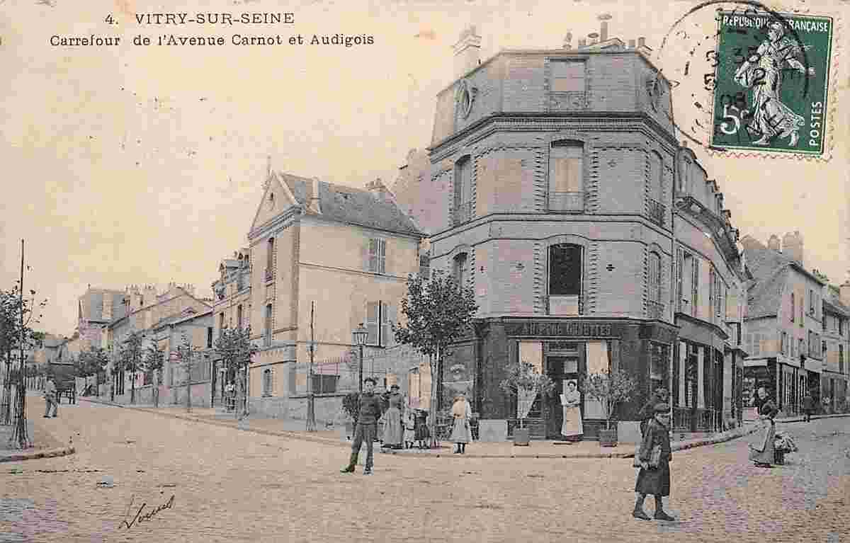 Vitry-sur-Seine. Carrefour de l'Avenue Carnot et Audigeois, 1908