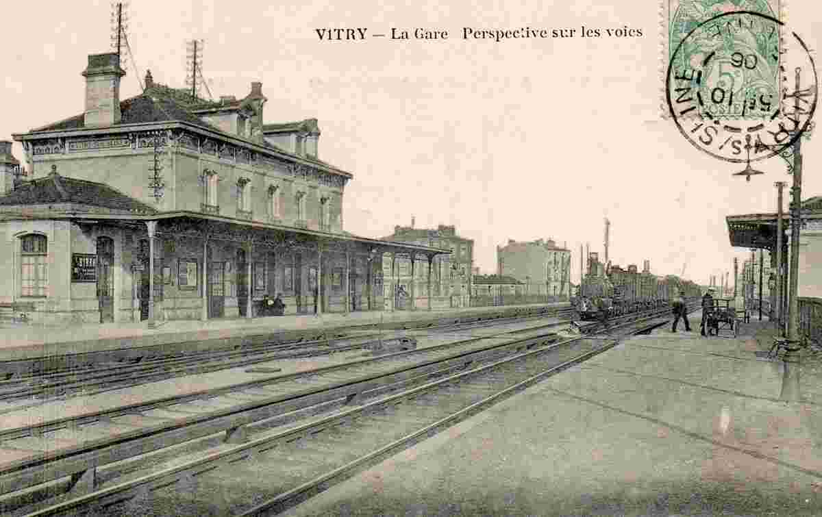 Vitry-sur-Seine. La Gare, train, 1906